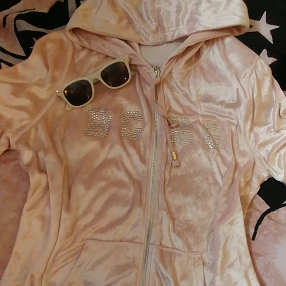 Gorgeous Silver Pink Velvet Hoodie - Picture 3 of 5